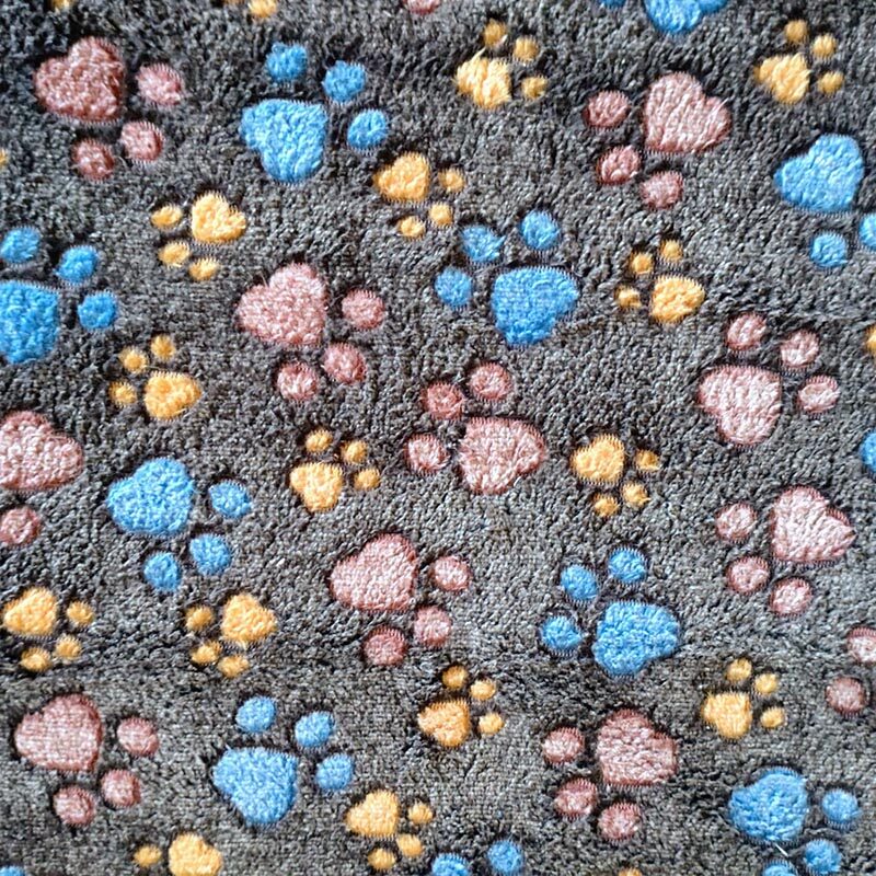 Gekleurde hondenpoten op bruin