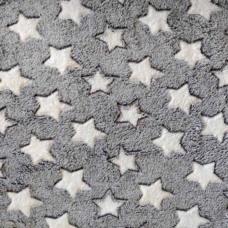 Wellness fleece - sterren op geborsteld grijs