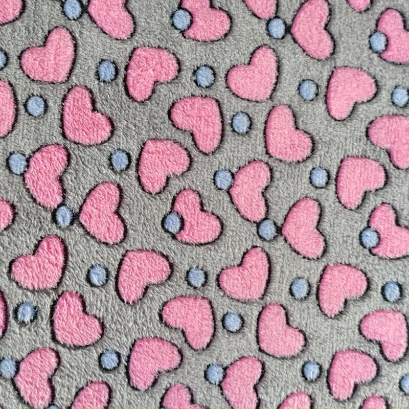 Wellness fleece - Grijs met roze hartjes