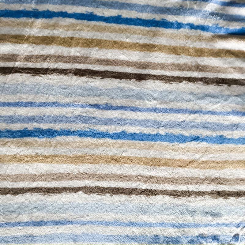 Wellness fleece - blauw & bruin gestreept