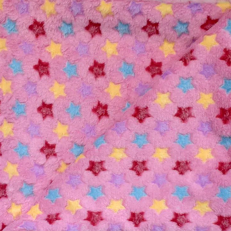 Wellness fleece - gekleurde sterren op roze
