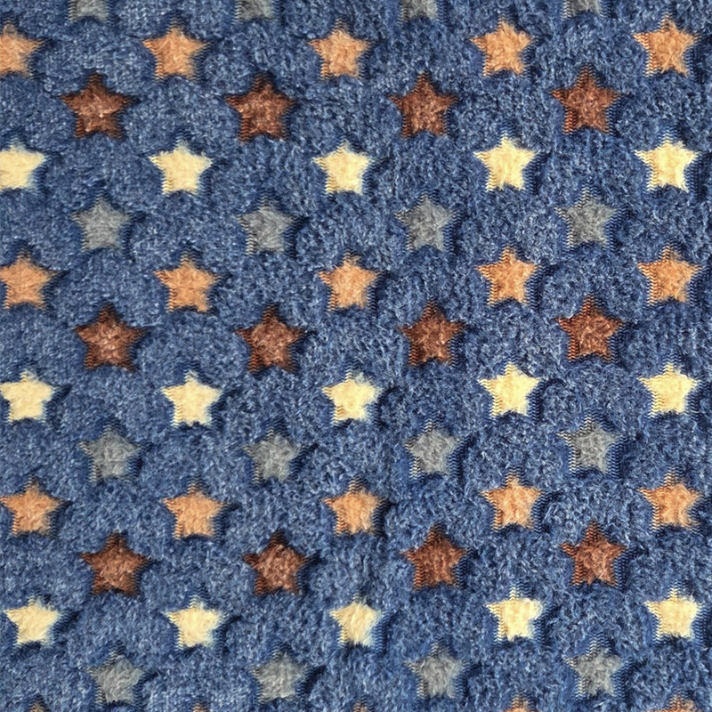 Wellness fleece - bruingetinte sterren op blauw