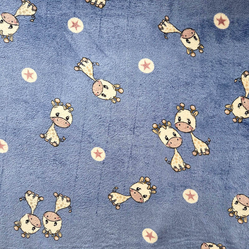 Wellness fleece - Girafjes op blauw