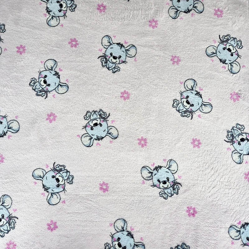 Wellness fleece - muisjes op roze